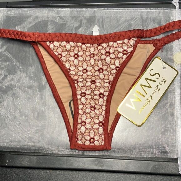 For Love & Lemons Biquíni Bottom Rusty orange and white flowers NWT Sz XS - Picture 1 of 6